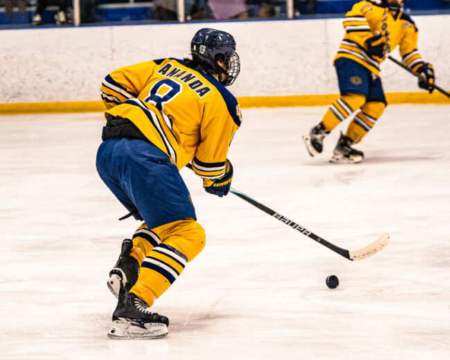 UCO's Mohammad Ananda skates down the ice. (Hunter George/The Vista) 