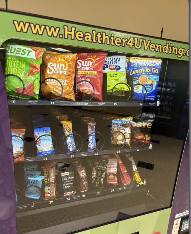 Snack options in the healthy vending machines on campus (Machenzie Glass/The Vista)