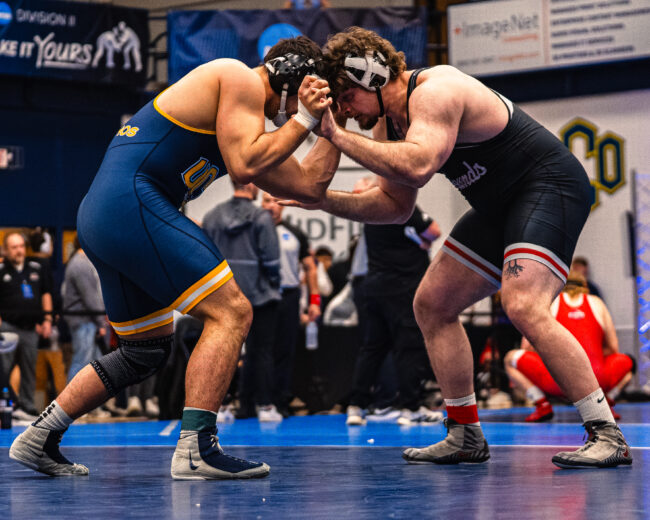 UCO's Ryan Nichols goes head-to-head with his opponent. (Hunter George/ The Vista) 
