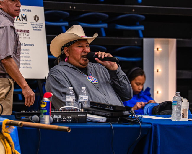 Emcee Ace Greenwood addresses attendees (Hunter George/The Vista)