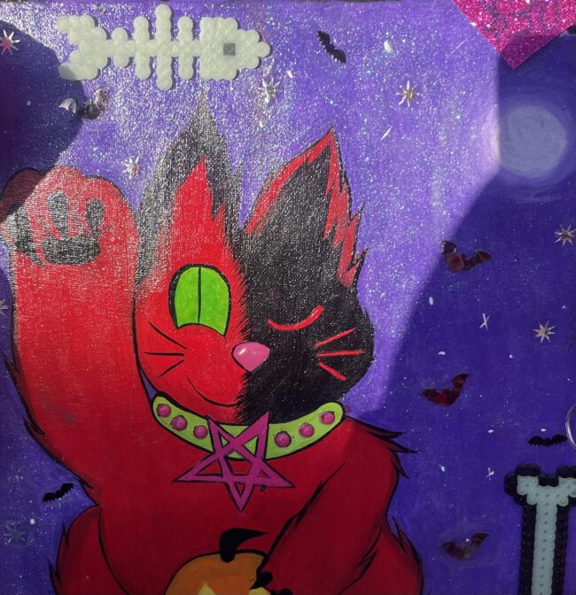 Painting of a red cat by Khaos Vex (Hannah Aukema/The Vista)