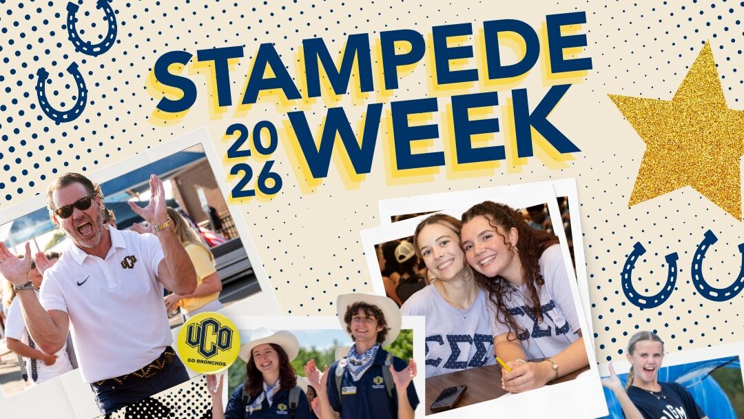 UCO Stampede Week Banner featuring President Todd Lamb and Students
