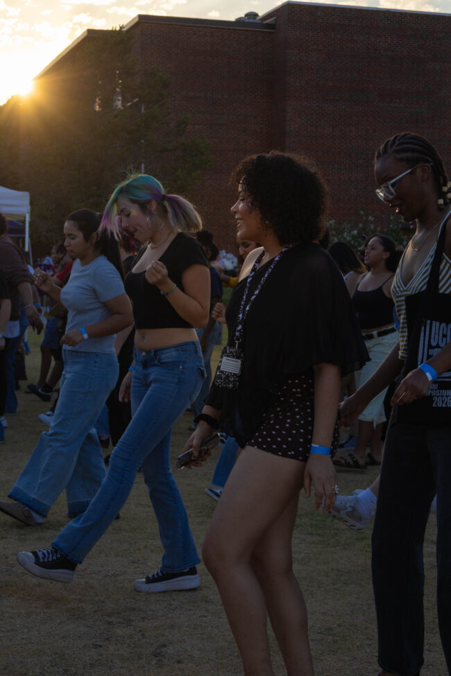 Students line dancing. (Maycee Elerick/The Vista)