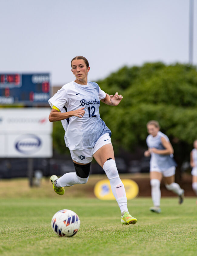 Bronchos No. 12 scans the field while moving the ball up. (Drew Rayburn/ The Vista)