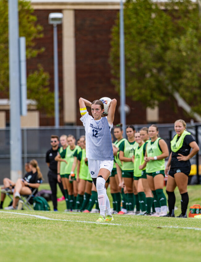 A Broncho player scans the field for an open teammate on the throw-in. (Drew Rayburn/ The Vista)