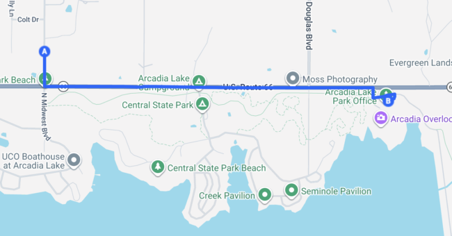 Map of Edmonds Arcadia Lake to Midwest Boulevard
