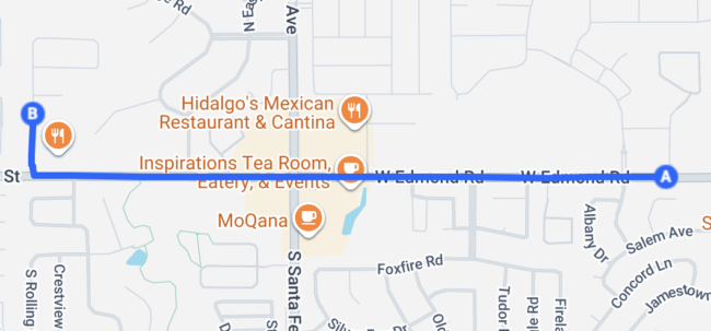 Map of Edmonds Kelly to Lexington Way Streets
