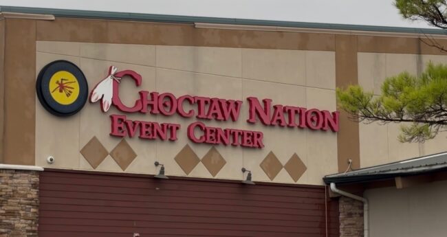 Outside the Choctaw Event Center in Durant Oklahoma on Oct.3 (Hannah Aukema/ The Vista)