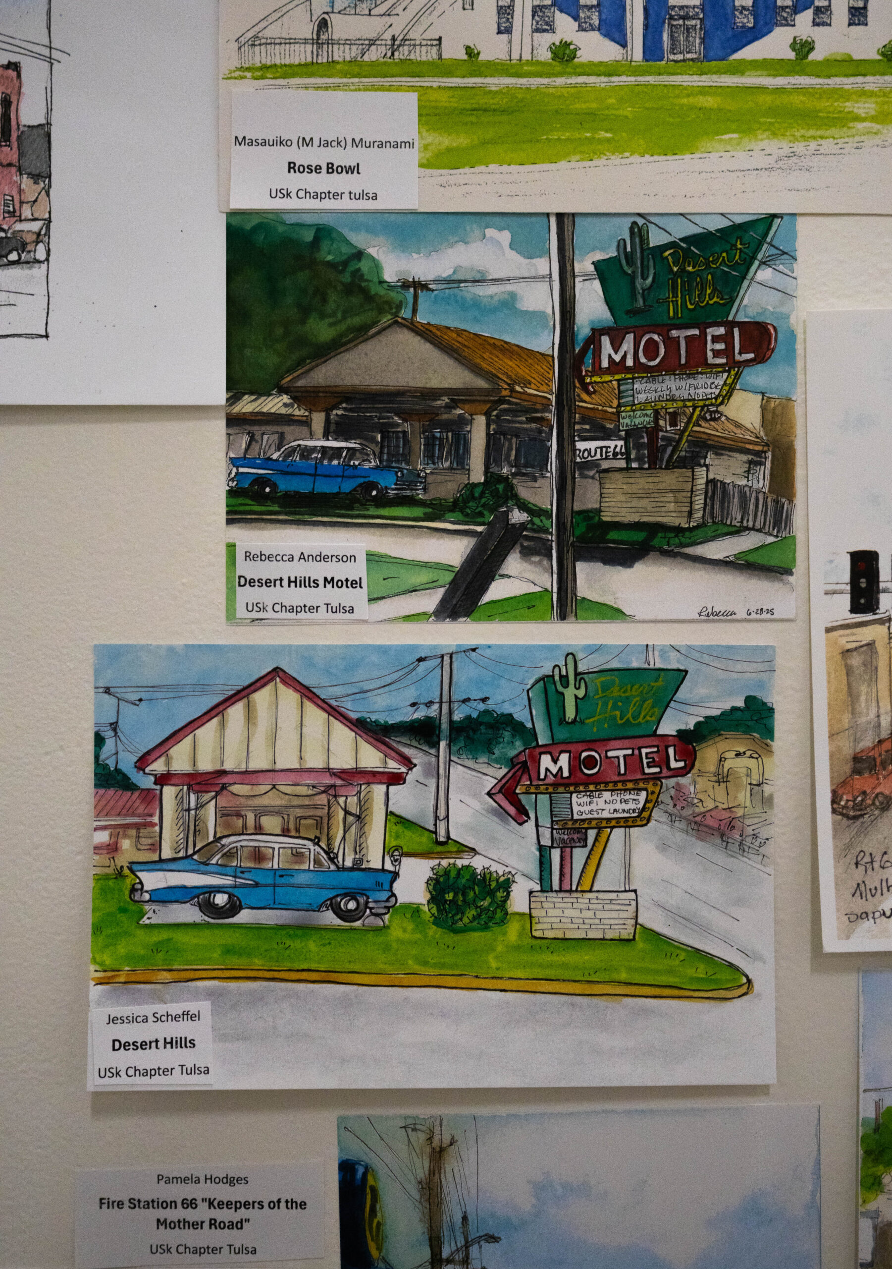Two sketches of the Desert Hills Motel. (Maycee Elerick/The Vista)